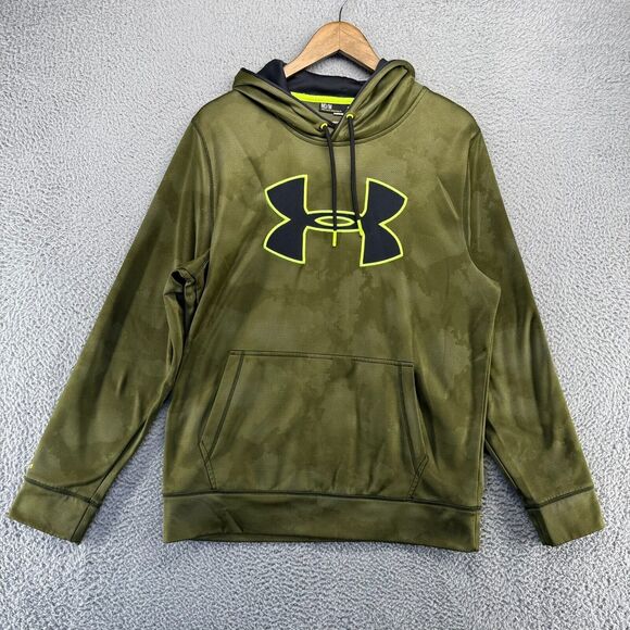 Under Armour Men's Medium Green Camo Hoodie Storm Outdoor Hiking Hunting Logo - Picture 1 of 14